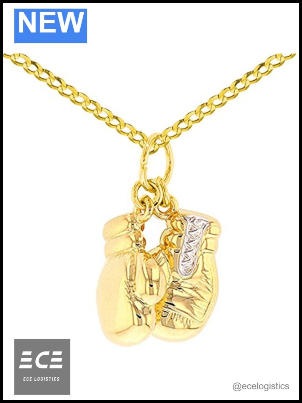 14k Yellow Gold 3D Boxing Gloves Charm Pendant Necklace 24in